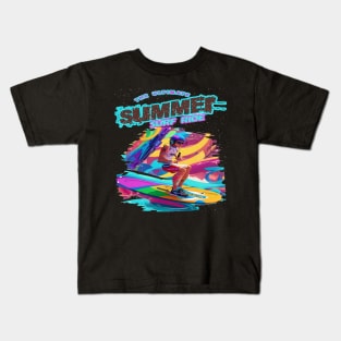 The Ultimate Summer Surf Ride, Hello Summer Funny Surfer Riding Surf Surfing Lover Gifts Kids T-Shirt